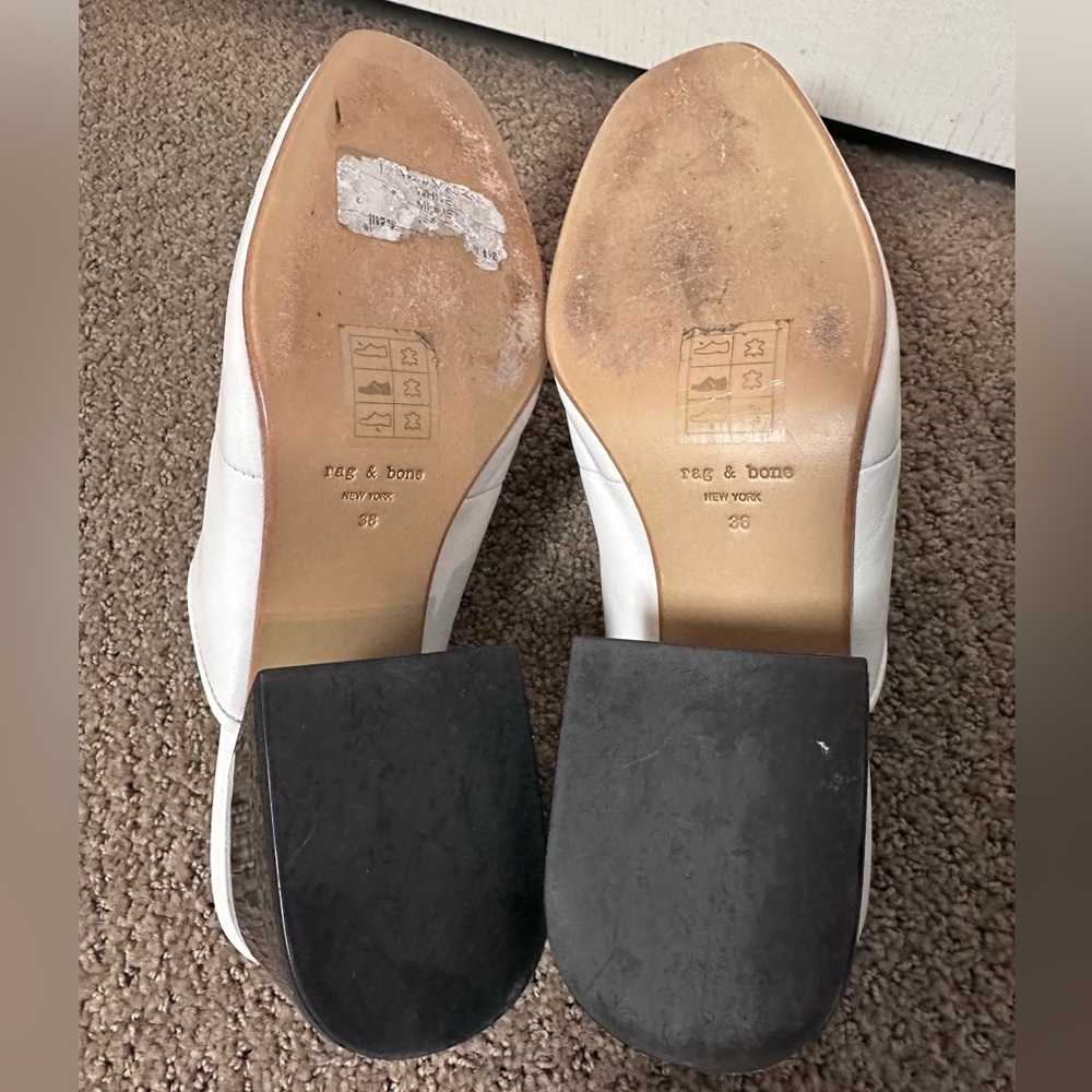 Rag & Bone Millie White Leather Heel Mule - size 38 / 8 - Picture 9 of 11